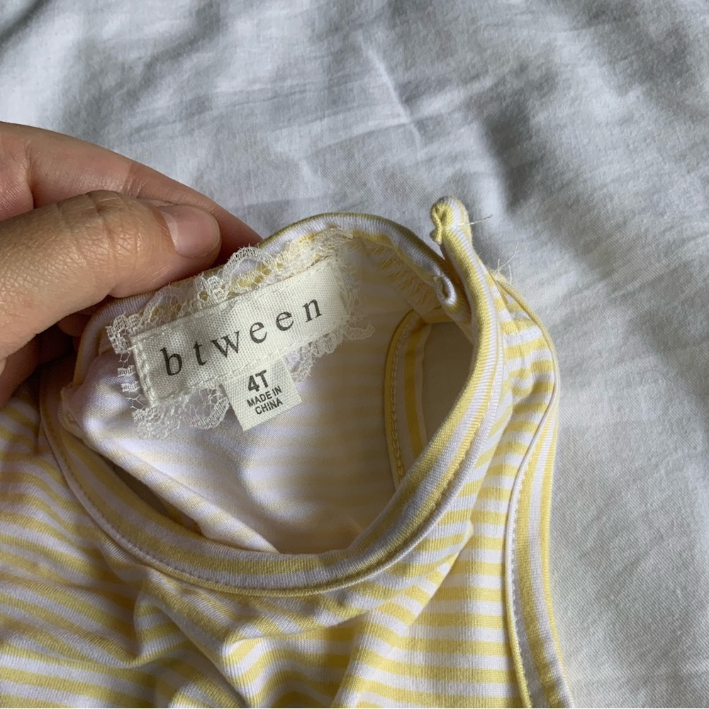 btween Toddler Summer Jumpsuit 4T White & Yellow NWT